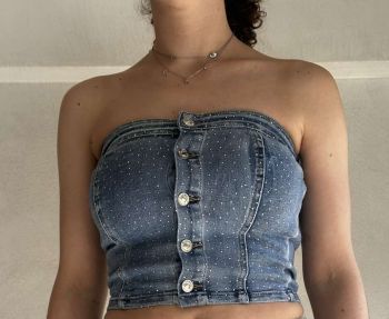 Jean τοπ με strass 